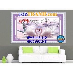 Tranh gắn đá đồng hồ vợ chồng